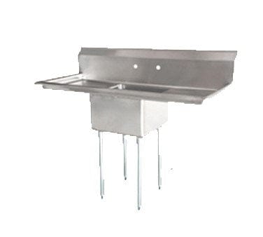 Omcan 25249 18″ x 18″ x 11″ One Tub Sink with 1.8″ Corner Drain and Two Drain Boards | Denson CFE