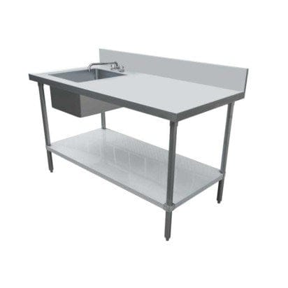 Omcan 44259 – 60" Stainless Steel Work Table with Left-Side Prep Sink (18 Gauge, NSF Certified) | Denson CFE