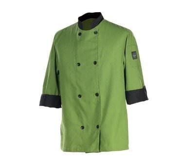 Fresh Chef's Jacket, large, 3/4 sleeve, black flat buttons, cros
