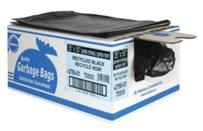 Ralston 2761-01 26 Inch x 36 Inch Recycled Black Garbage Bags, Regular Strength, 250/Case | Industrial Quality | Denson CFE