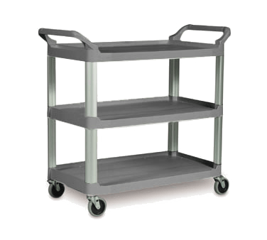 Rubbermaid FG409100GRAY 3 Level Polymer Utility Cart w/ 300 lb Capacity, Raised Ledges