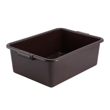 Winco Essentials Each Winco PL-7B Dish Box – 21-1/2” x 17-1/2” x 7”, Brown Polypropylene Bus Tub | Denson CFE
