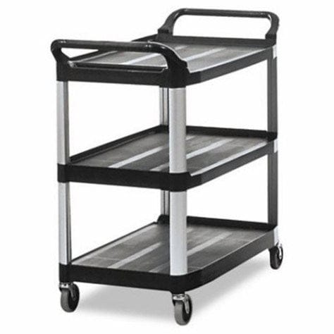 Rubbermaid 4091 Xtra Open Sided 3 Shelf Utility Cart, Black (RCP409100BLA)