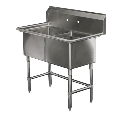 EFI SI818-2R 2-Compartment 18" Pot Sink with 24" Right-Side Drain Board | Denson CFE