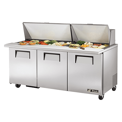 True TSSU-72-30M-B-ST-HC – 72-3/8” Mega-Top Sandwich / Salad Food Prep Table Refrigerator | Denson CFE