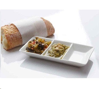 American Metalcraft Dinnerware Default Title / Porcelain / White American Metalcraft PORSD3R 3 Compartment White Porcelain Sauce Dish