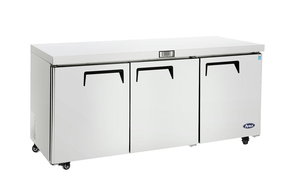 Atosa Catering Equipment Undercounter Refrigeration Each Atosa MGF8404 72" Three-Door Undercounter Refrigerator - 21.13 Cu. Ft. | Denson CFE