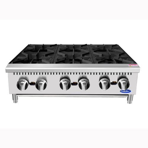 Atosa Countertop Equipment Each Atosa ACHP-6 Heavy Duty Six Burner Hot Plate, 36 Inches | Denson CFE
