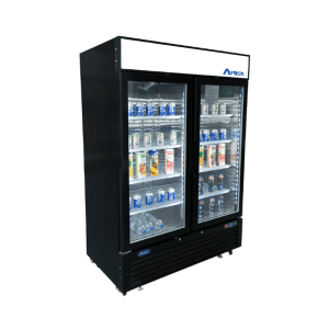 Atosa Merchandising and Display Refrigeration Each Atosa MCF8723GR Refrigerator Merchandiser Two-Section 54-3/8"W X 31-1/2"D X 81-1/5"H | Denson CFE