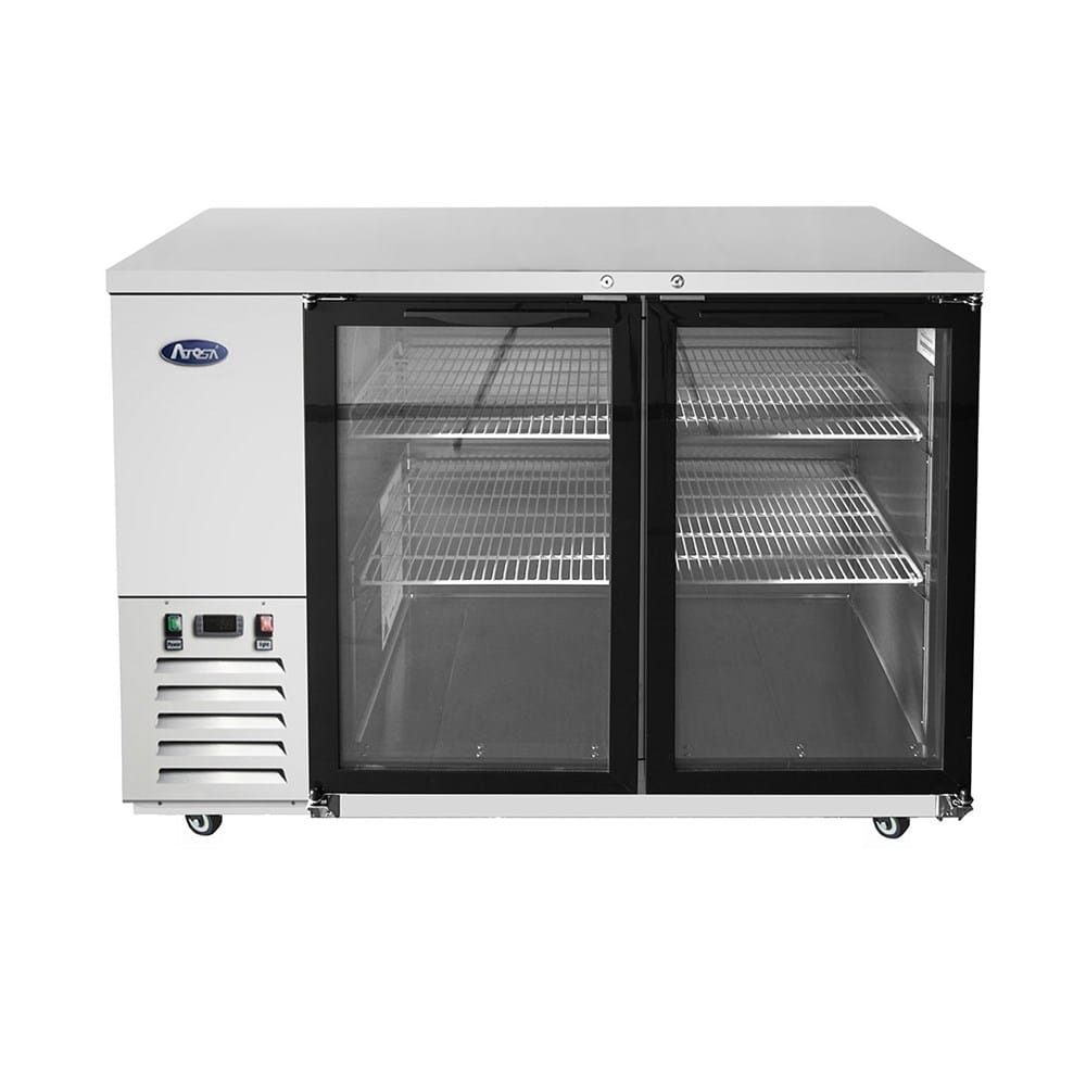 Atosa Refrigeration & Ice Each Atosa MBB59GGR Glass Door Stainless Steel Back Bar Cooler, 59 in | Denson CFE