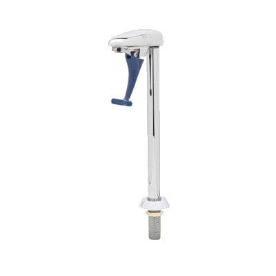 T&S Brass B-1210-01 Deck-Mount ADA Compliant Glass Filler Faucet With 10 Inch Pedestal With Dark Blue Push Back Lever Arm And 1/2" NPT Male Shank