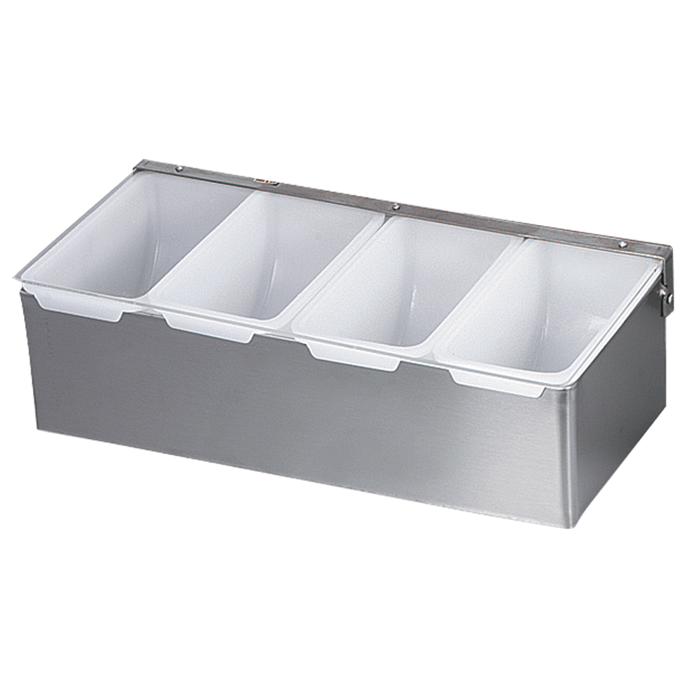 Browne Canada Foodservice Bar Condiment Server Each Browne 79300 Bar Caddy 4 Compartment Stainless Steel with Plastic Insets | Denson CFE