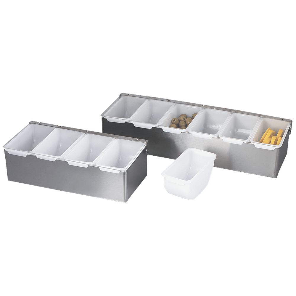 Browne Canada Foodservice Bar Condiment Server Each Browne 79303 Bar Caddy 6 Compartment Stainless Steel with Plastic Insets | Denson CFE