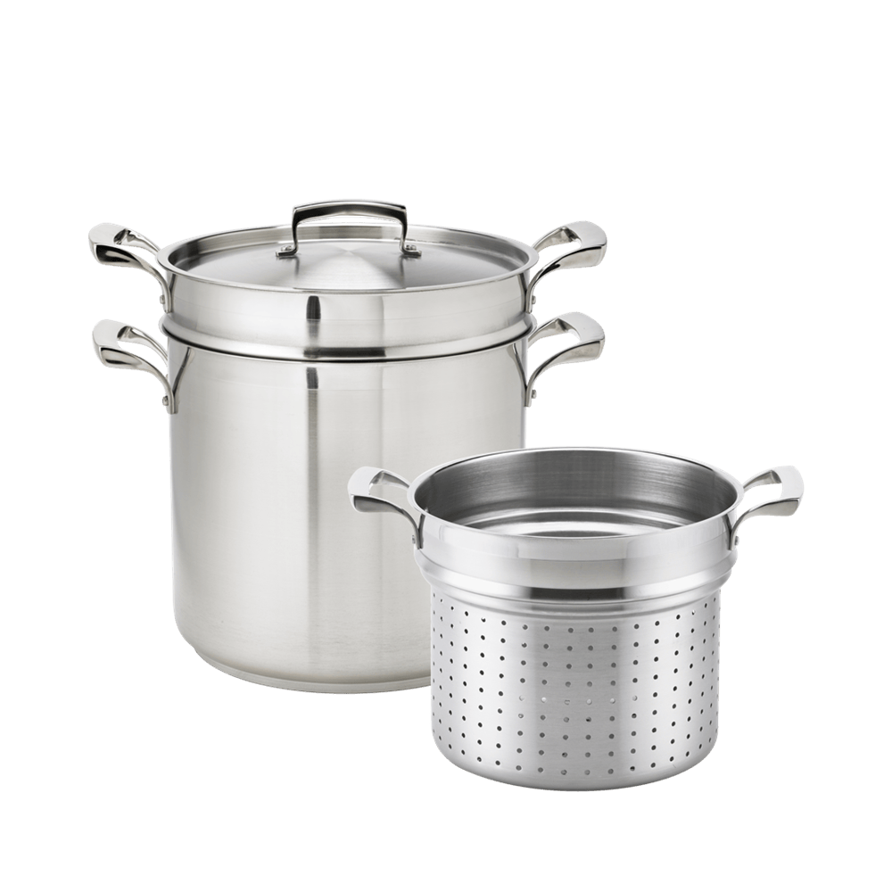 Browne Canada Foodservice Cooking Equipment Set Browne 5724082 THERMALLOY 12 Quart Stainless Steel Pasta Cooker Three Piece Set NSF | Denson CFE