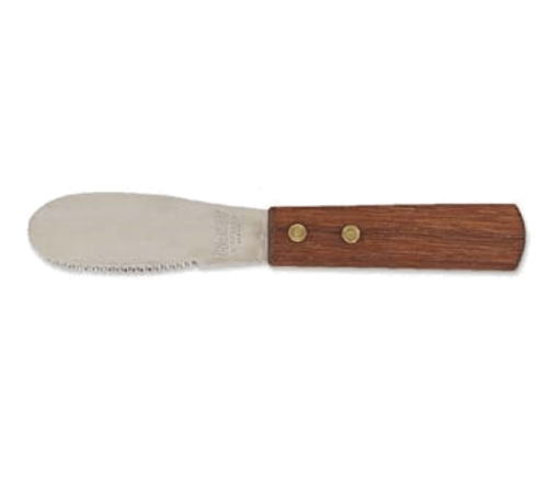 Browne Canada Foodservice Kitchen Tools Each Browne 574312 Sandwich Spreader with Wood Handle - 7-3/8" Overall Length, Serrated Stainless Steel Blade | Denson CFE