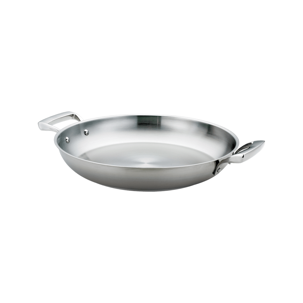 Browne Canada Foodservice Smallwares Each Browne 5724173 THERMALLOY Paella Pan Stainless Steel 12-1/2" x 2" - 31.7 x 5cm | Denson CFE