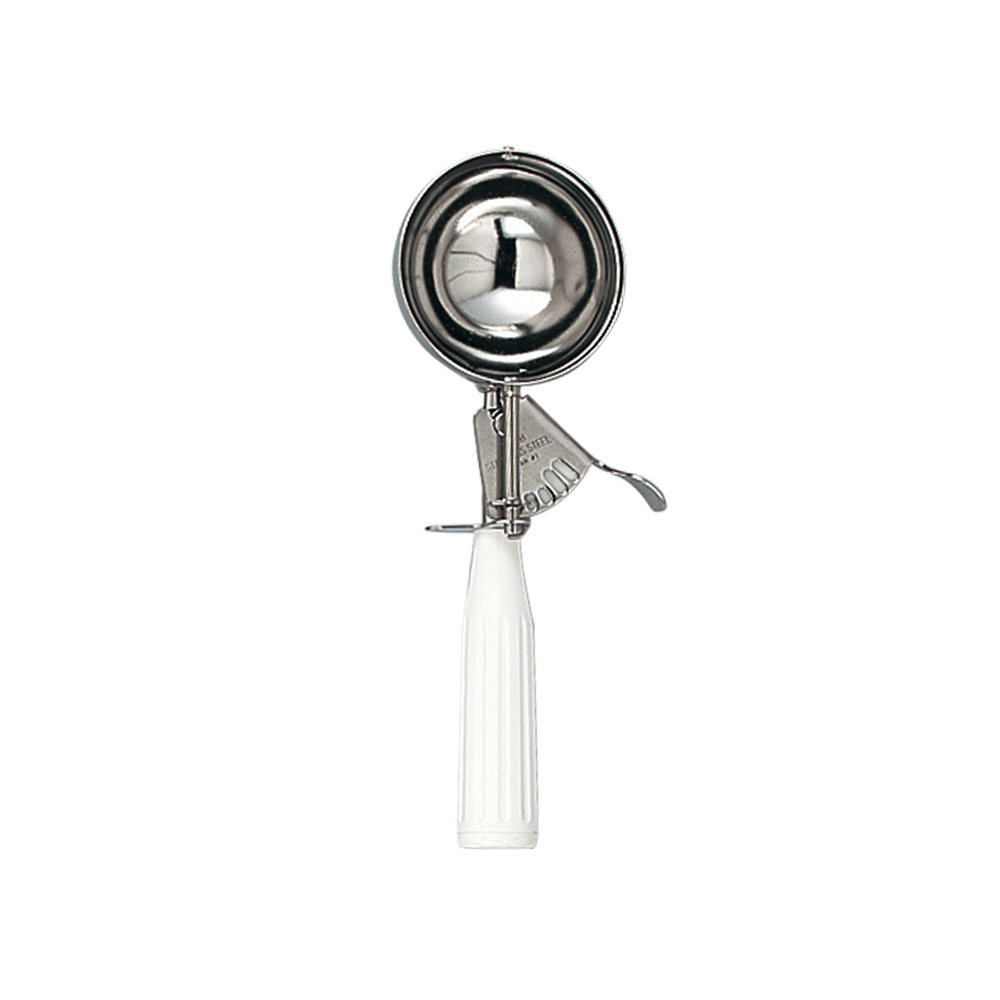 Browne Canada Foodservice Smallwares Each Browne 573306 Disher Standard Size 6 Stainless Steel 4.86 Ounce with White Handle | Denson CFE