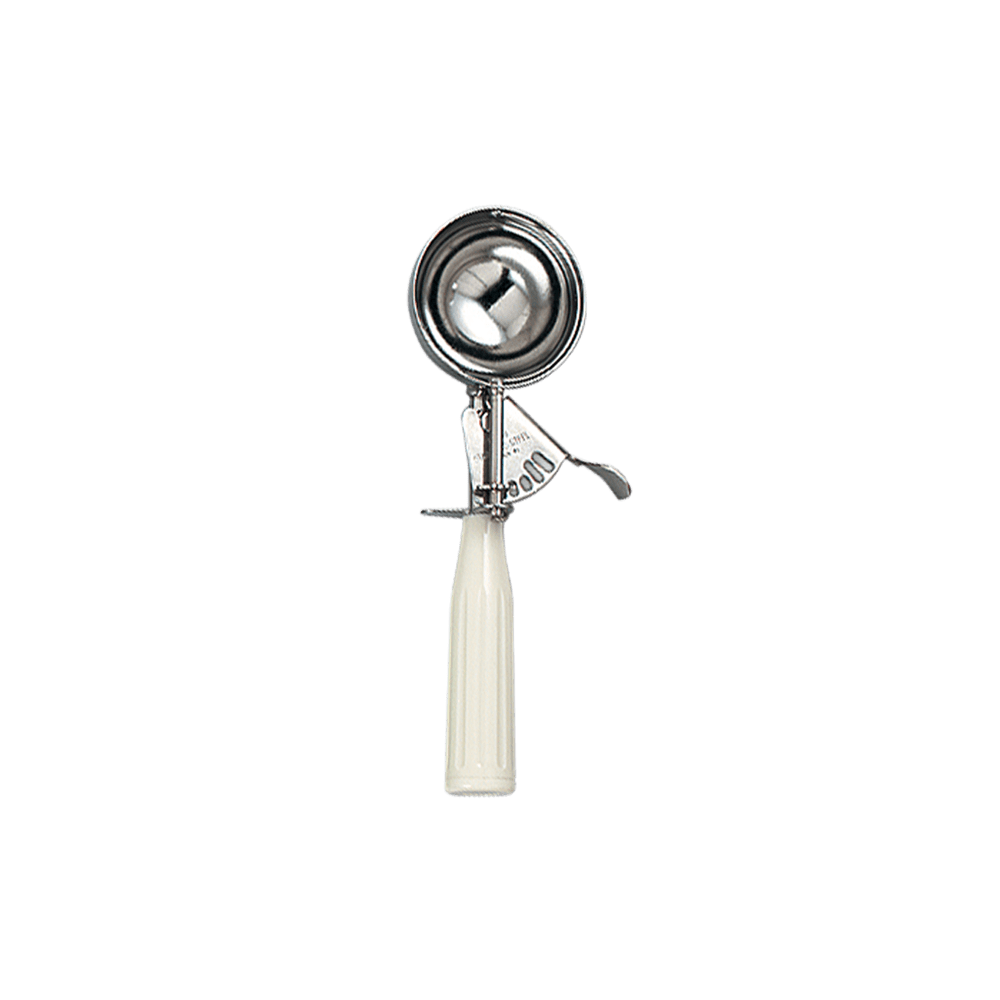 Browne Canada Foodservice Smallwares Each Browne 573310 Disher Standard Size 10 Stainless Steel 3.45 Ounce with Ivory Handle | Denson CFE