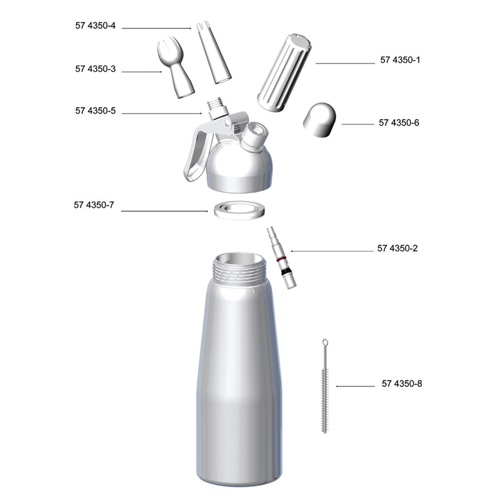 Browne Canada Foodservice Smallwares Each Browne 574351-10 MOSA Cream Whipper Bottle Only for One Quart Aluminum Whipper | Denson CFE