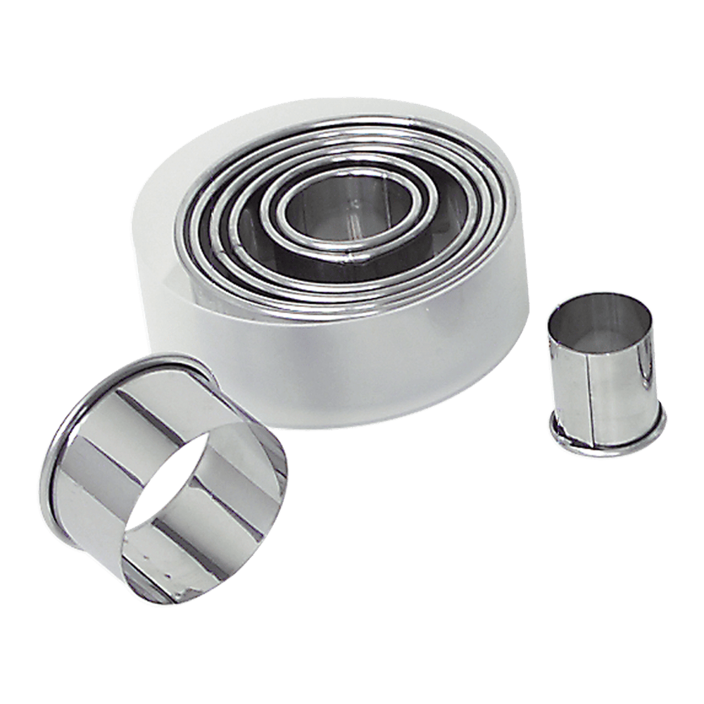 Browne Canada Foodservice Smallwares Each Browne 80880101 GOBEL Pastry Cutter Set Round Eight Piece Set 1.3-4x1.4 Inch Stainless Steel | Denson CFE