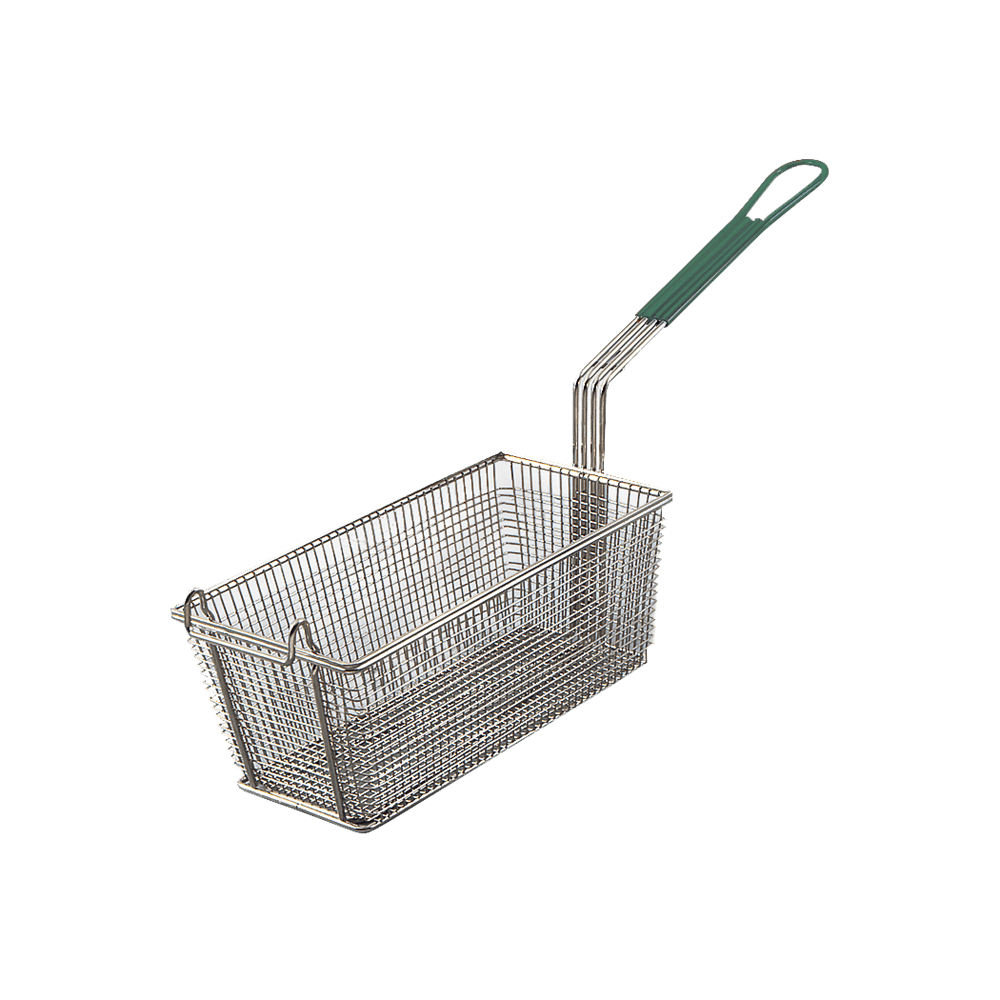 Browne Canada Foodservice Tabletop Each / Green Browne 79213 Fryer Basket Rectangular with Green Coated Handle 12.5x6.25 Inch | Denson CFE