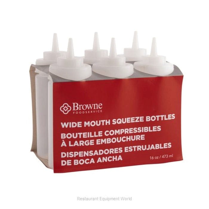 Browne Canada Foodservice Tabletop & Serving Set Browne 16 Oz. Wide Mouth Clear Squeeze Bottle – 6/Pack (57801700) | Denson CFE