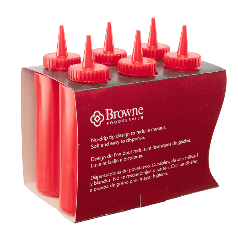 Browne Canada Foodservice Tabletop & Serving Set Browne 57801205 Squeeze Bottle 12 Ounce 355 Milliliters Red Set of 6 | Denson CFE