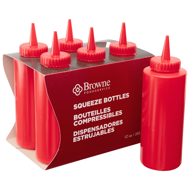Browne Canada Foodservice Tabletop & Serving Set Browne 57801205 Squeeze Bottle 12 Ounce 355 Milliliters Red Set of 6 | Denson CFE