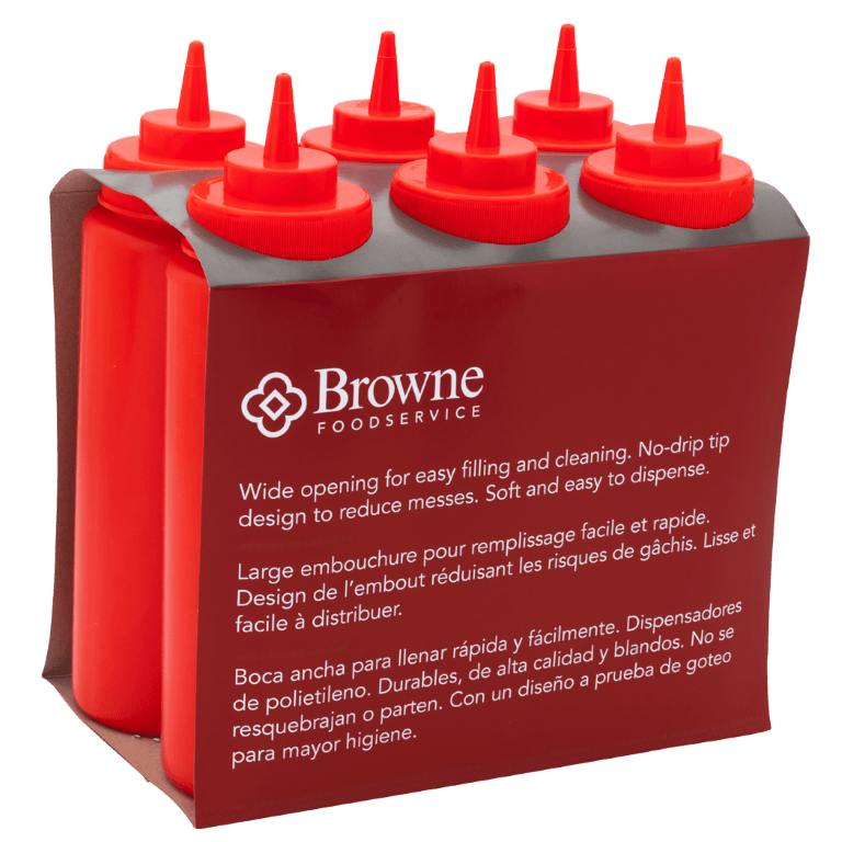 Browne Canada Foodservice Tabletop & Serving Set Browne 57803305 Wide Mouth Squeeze Bottle 32 Ounce 946 Milliliters Red Set of 6 | Denson CFE