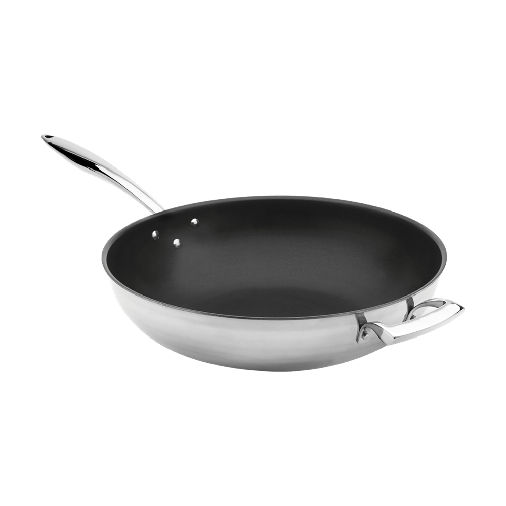 Browne Canada Foodservice Unclassified Each Browne 5724102 THERMALLOY Stainless Steel Tri-ply Wok 12" x 3-5/8" with Excalibur | Denson CFE