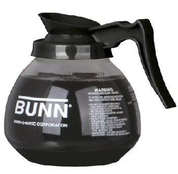 Bunn-O-Matic Food Service Supplies Each Bunn 1.9L Glass Decanter with Black Handle - 42400.7103, 64 Oz Capacity | Denson CFE