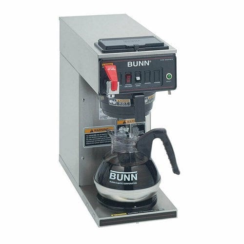 Bunn-O-Matic Unclassified Each CWTF15-1 Coffee Brewer, automatic, with 1 lower warmer, brews 3.8 gallons per hour, hot water faucet, plastic funnel, pourover feature, stainless decor, 120v/60/1-ph, 12.3 amps, 1470 watts, cord attached, UL, NSF