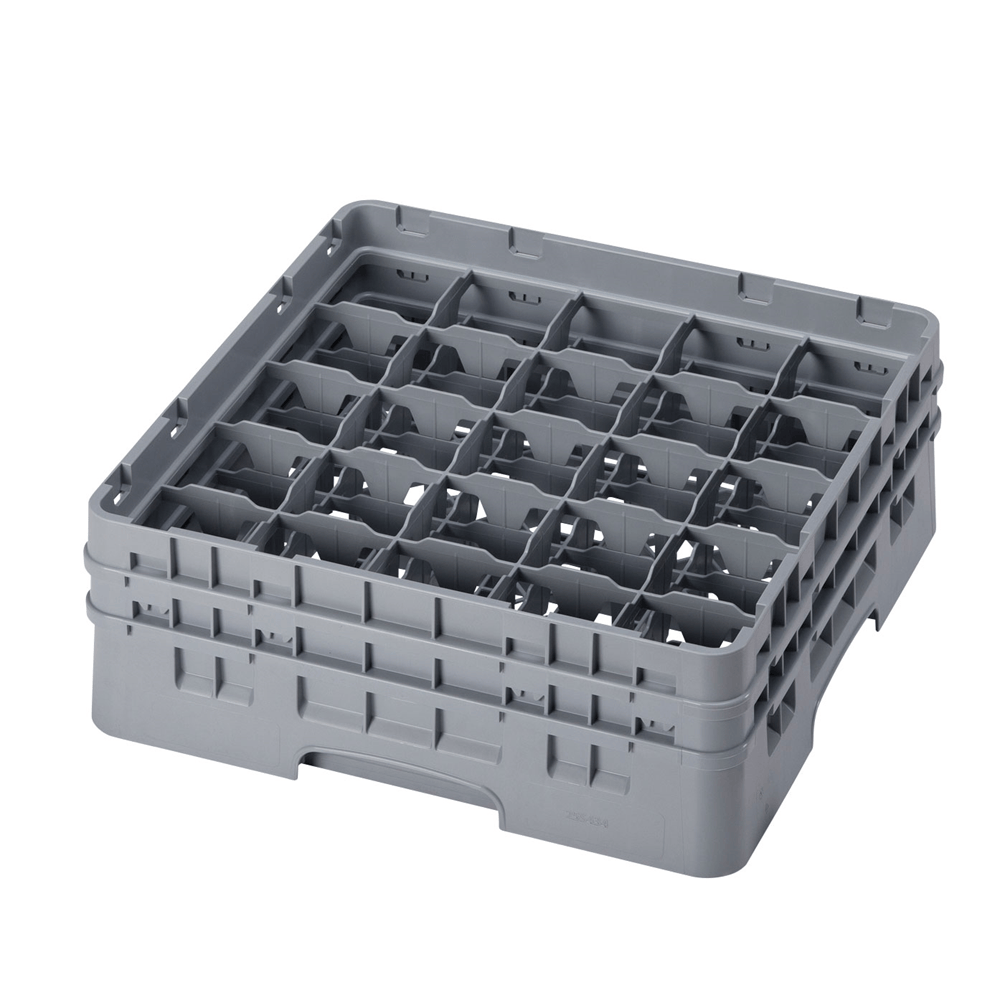 Cambro Dishwasher Rack Each / Soft Gray Cambro 25S534151 Glass Rack 25 Compartment 6-1/8 Inch Full Size with 2 Extenders | Denson CFE