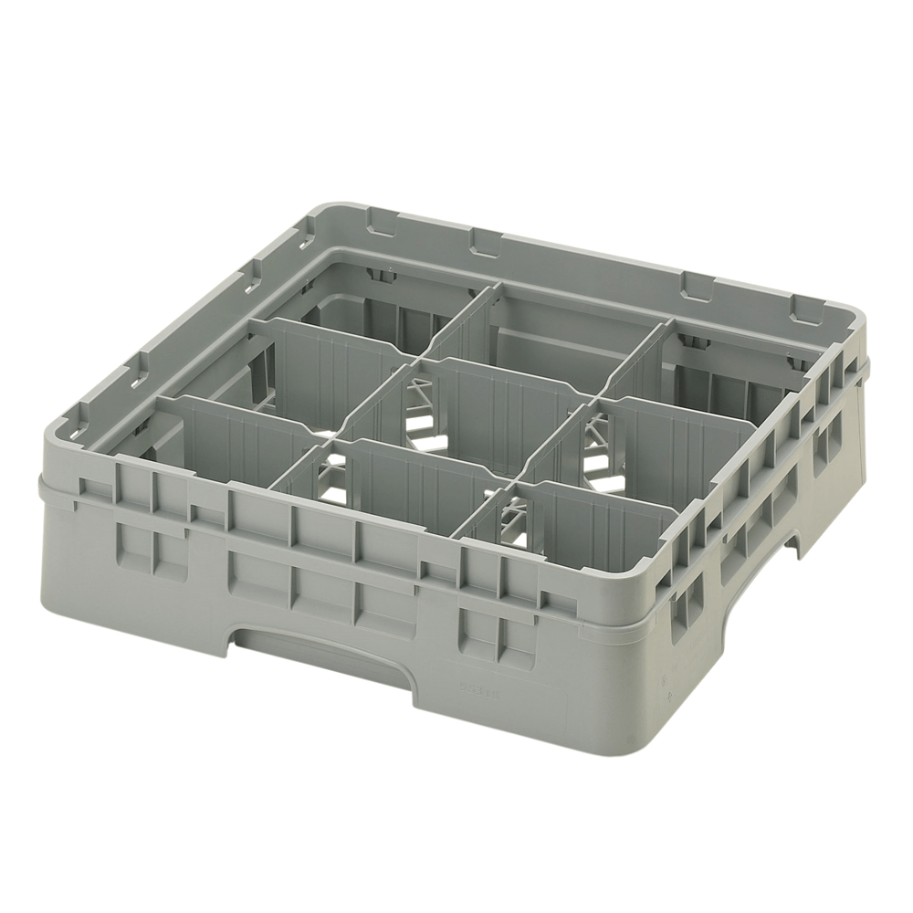 Cambro Dishwasher Rack Each / Soft Gray Cambro 9S318151 Soft Gray 9 Compartment 3-5/8" Full Size Camrack Glass Rack | Denson CFE