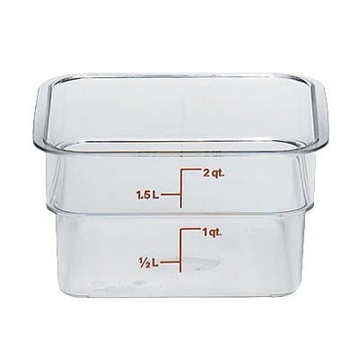 Cambro Food Storage Container Each / Clear Cambro 2SFSCW135 CamSquare Food Storage Container - 2 qt, Clear Polycarbonate | Denson CFE