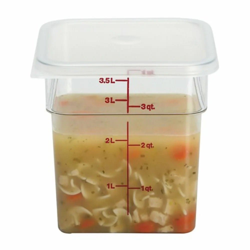 Cambro Food Storage Container Each / Clear Cambro 4SFSCW135 CamSquare Food Container - 4 qt, Clear Polycarbonate | Denson CFE