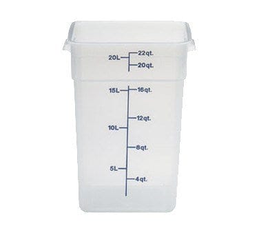 Cambro Food Storage Container Each / Translucent Cambro 22SFSPP190 Translucent CamSquare 22 Qt Polypropylene Square Food Storage Container | Denson CFE
