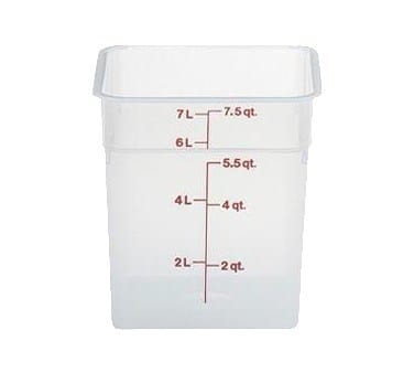 Cambro Food Storage Container Each / Translucent Cambro 8SFSPP190 CamSquare Food Container 8 Quart 8-3/8 x 8-3/8 x 9-1/8 Translucent | Denson CFE