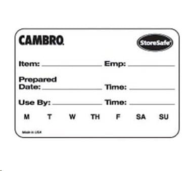 Cambro Sanitation & Janitorial Each Cambro 1252SLB250 StoreSafe Labels - 2 x 1-1/4 in, White (250/Roll) | Denson CFE