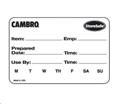 Cambro Sanitation & Janitorial Each Cambro 1252SLB250 White 2" x 1 1/4" StoreSafe Dissolvable Food Rotation Labels