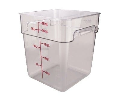 Cambro Storage & Transport Each / Clear Cambro 18SFSCW135 CamSquare Food Container, 18 qt., Clear Polycarbonate with Handles