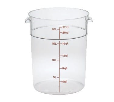 Cambro Storage & Transport Each / Clear Cambro RFSCW22135 Camwear Storage Container, Round, 22 Qt.
