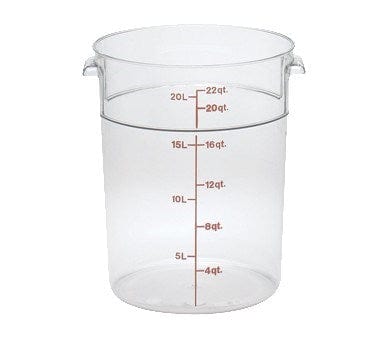 Cambro Storage & Transport Each / Clear Cambro RFSCW22135 Camwear Storage Container, round, 22 qt., withstands temperature