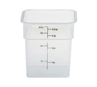 Cambro Storage & Transport Each / Translucent Cambro 4SFSPP190 Translucent CamSquare 4 Qt Polypropylene Square Food Storage Container | Denson CFE