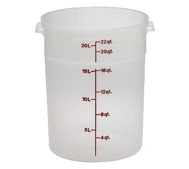 Cambro Storage & Transport Each / Translucent Cambro RFS22PP190 Round Storage Container 22qt 14-7/8in dia x 15in H Translucent Polypropylene | Denson CFE