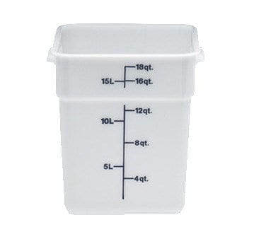 Cambro Storage & Transport Each / White Cambro 8SFSP148 CamSquare Food Container, 8 qt., 8-3/8"L x 8-3/8"W x 9-1/8"H, red graduation, polyethylene, dishwasher safe, resists stains & odors, natural white, NSF