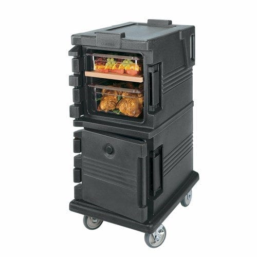 Cambro Unclassified Each / Black Cambro UPC600110 Black 8 Pan Ultra Camcart Series 20 1/2" Wide 45" High Mobile Front-Loading Insulated Polyethylene Food Pan Carrier Cart With 5" Casters