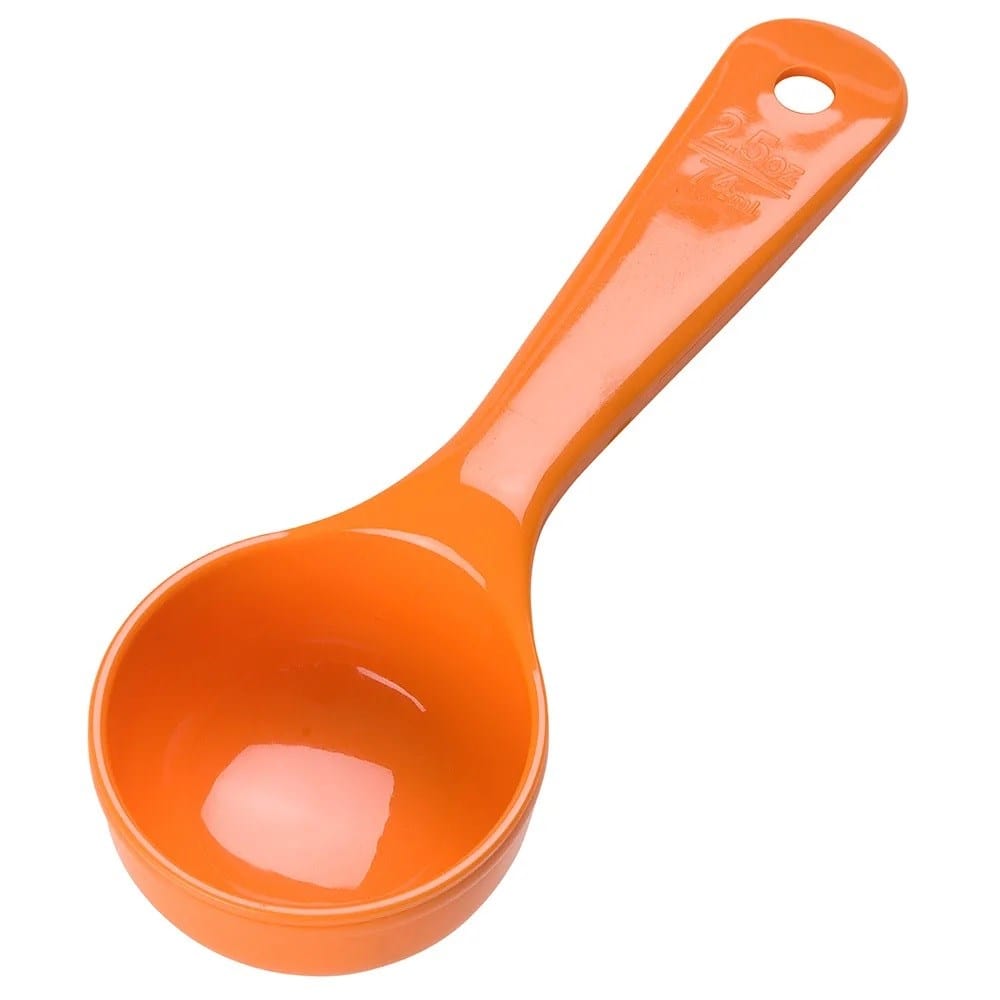 Carlisle Kitchen Tools Each Carlisle 492524 2 1/2 oz Solid Portion Spoon w/ Flat Bottom, Plastic, Orange