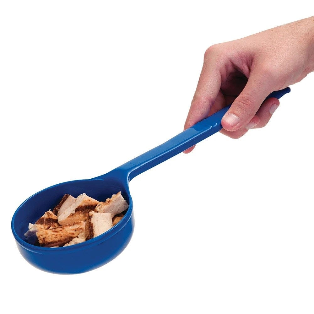 Carlisle Smallwares Each / Blue Carlisle 399214 8 oz Solid Portion Spoon with Long Handle - Blue, Polypropylene | Denson CFE