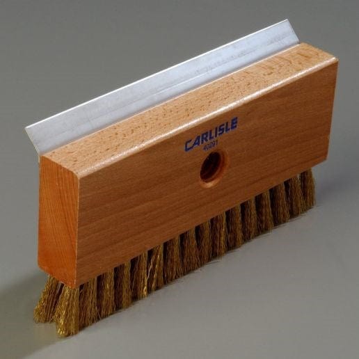 Carlisle Smallwares Each Carlisle 4029100 Brown 8 1/2 Inch Sparta Oven Brush And Scraper Head With Stainless Steel Scraper And Brass Wire Bristles